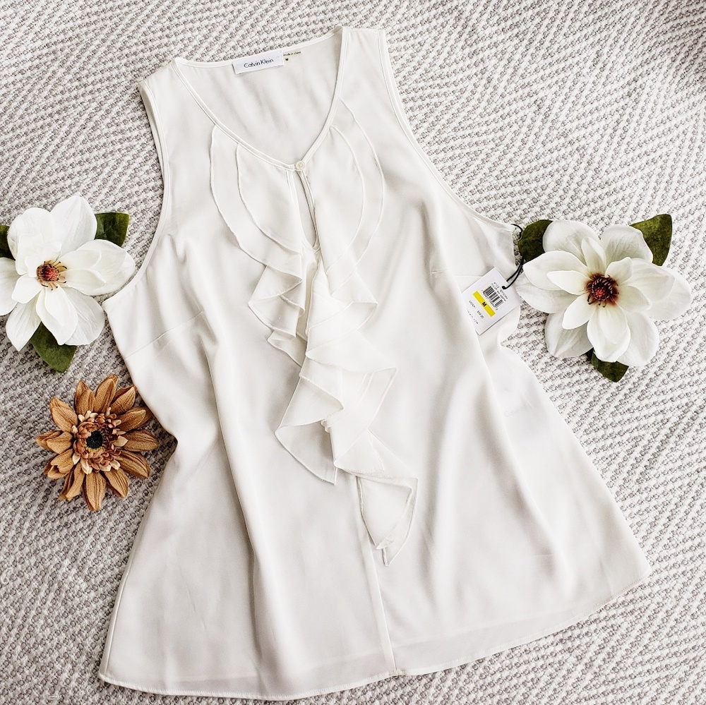 NWT Calvin Klein Ruffle Front Suit Top